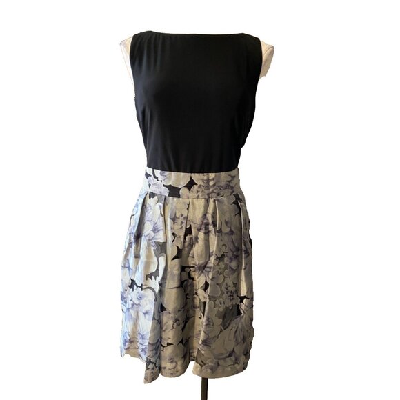 Ralph Lauren Dress Gray Black 12 Stretch V Back A Line Wedding Cruise Party - Picture 3 of 8